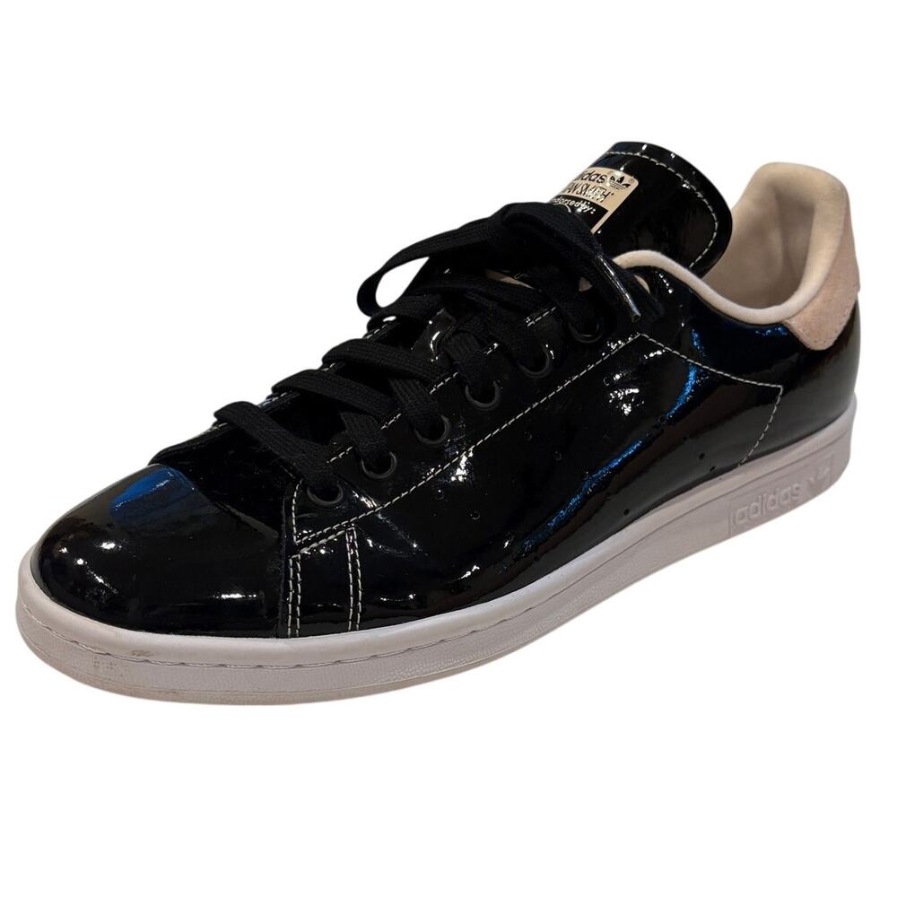 Adidas Stan Smith Shiny Shoes Sneakers FW2299 Black Pink Glam Womens Size 10